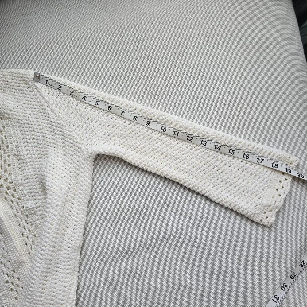 Ann Taylor Ivory Lace Crochet Sweater Cardigan Sz MP (710) - Picture 14 of 14